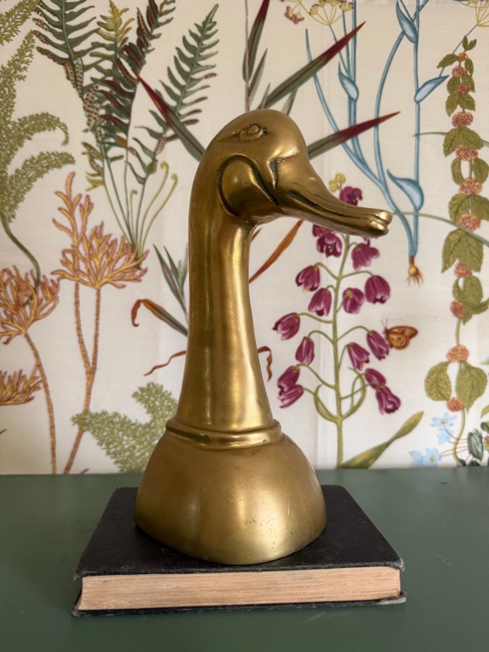 Large Brass Duck Head Bookend - Picture 2 of 3